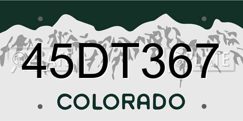 45DT367 Colorado License Plate