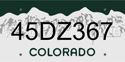 45DZ367 Colorado License Plate
