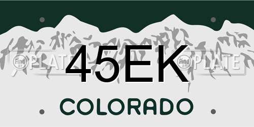 45EK Colorado License Plate
