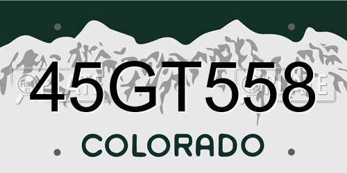 45GT558 Colorado License Plate