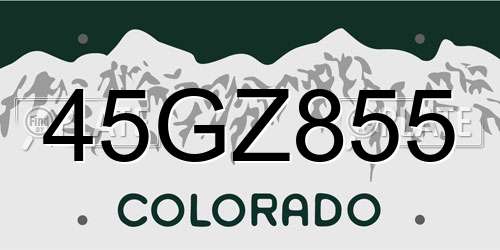45GZ855 Colorado License Plate