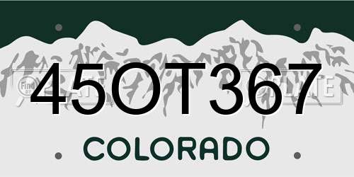 45OT367 Colorado License Plate