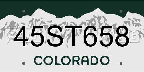45ST658 Colorado License Plate