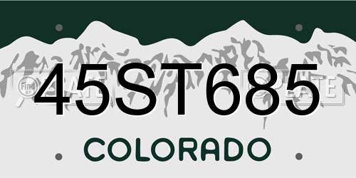 45ST685 Colorado License Plate