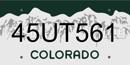 45UT561 Colorado License Plate