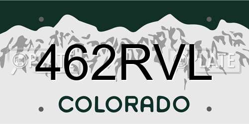 462RVL Colorado License Plate