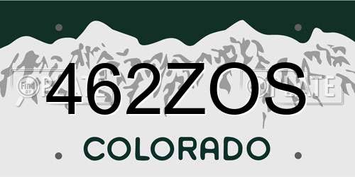 462ZOS Colorado License Plate