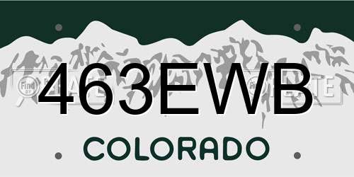 463EWB Colorado License Plate