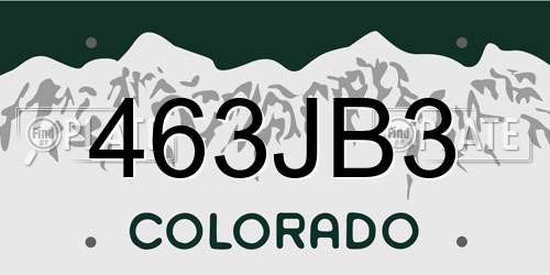 463JB3 Colorado License Plate