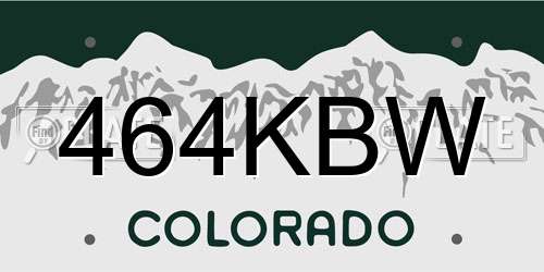 464KBW Colorado License Plate