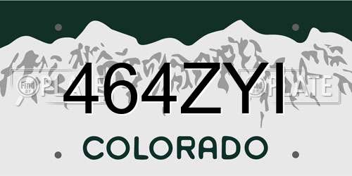 464ZYI Colorado License Plate