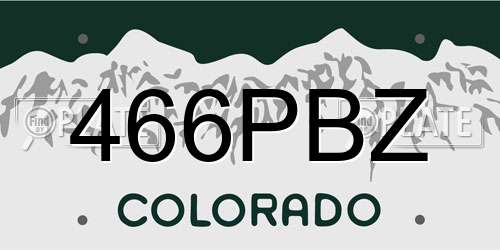 466PBZ Colorado License Plate