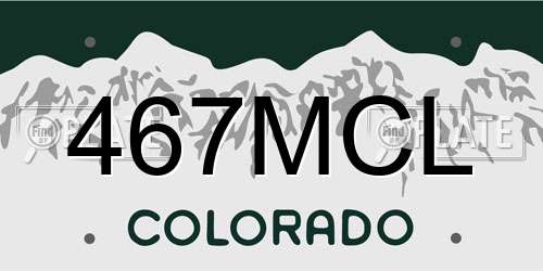 467MCL Colorado License Plate