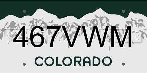 467VWM Colorado License Plate