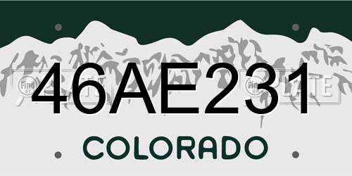 46AE231 Colorado License Plate