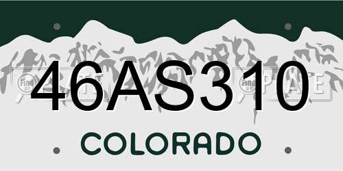 46AS310 Colorado License Plate