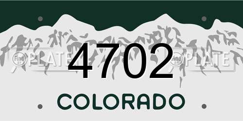 4702 Colorado License Plate