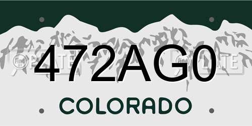 472AG0 Colorado License Plate