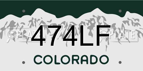 474LF Colorado License Plate