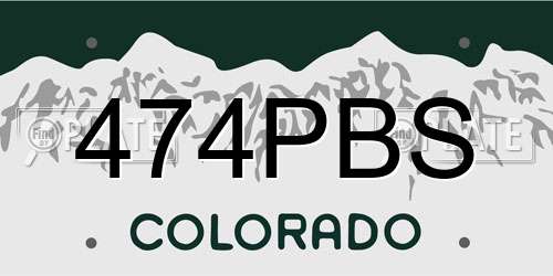 474PBS Colorado License Plate