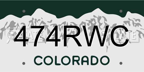 474RWC Colorado License Plate