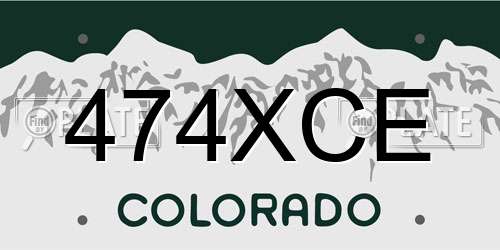 474XCE Colorado License Plate