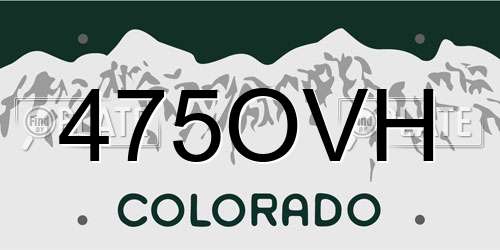 475OVH Colorado License Plate
