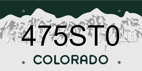 475ST0 Colorado License Plate