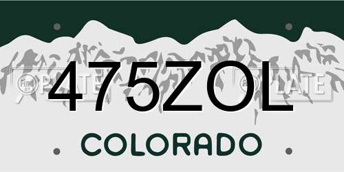 475ZOL Colorado License Plate