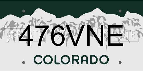 476VNE Colorado License Plate