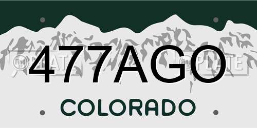 477AGO Colorado License Plate