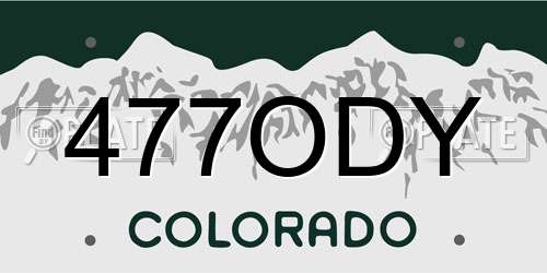 477ODY Colorado License Plate