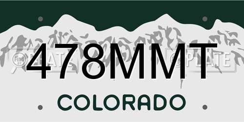 478MMT Colorado License Plate