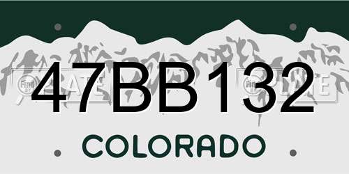 47BB132 Colorado License Plate