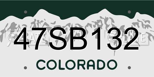 47SB132 Colorado License Plate