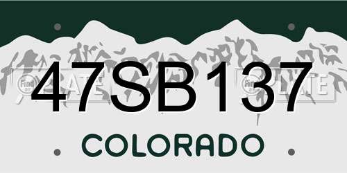 47SB137 Colorado License Plate