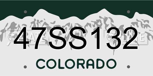 47SS132 Colorado License Plate