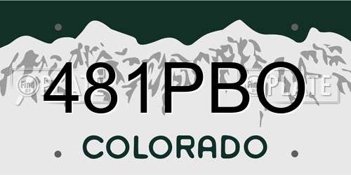 481PBO Colorado License Plate