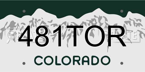 481TOR Colorado License Plate