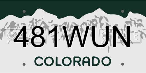 481WUN Colorado License Plate
