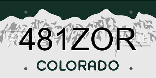 481ZOR Colorado License Plate