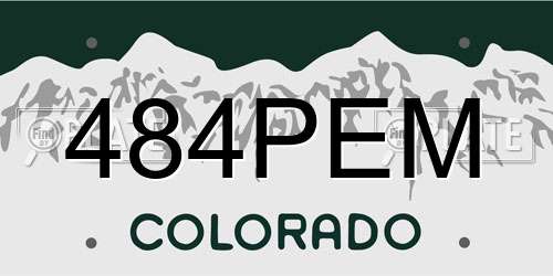 484PEM Colorado License Plate