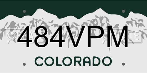 484VPM Colorado License Plate