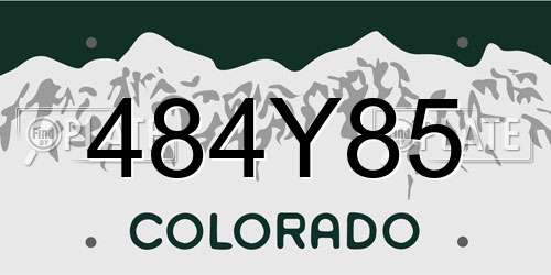 484Y85 Colorado License Plate