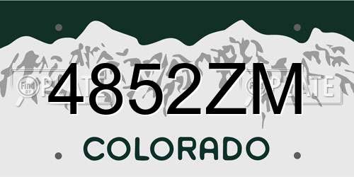 4852ZM Colorado License Plate