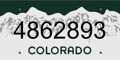 4862893 Colorado License Plate