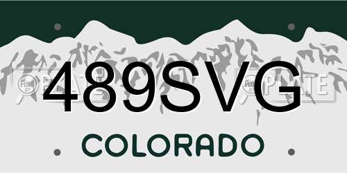 489SVG Colorado License Plate