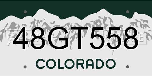 48GT558 Colorado License Plate