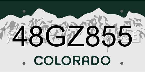 48GZ855 Colorado License Plate