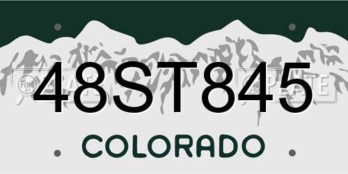 48ST845 Colorado License Plate